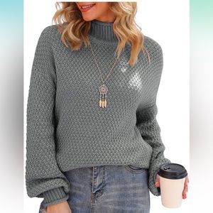 Womens Turtleneck Oversized Sweaters Batwing Long Sleeve Pullover Loose Chunky